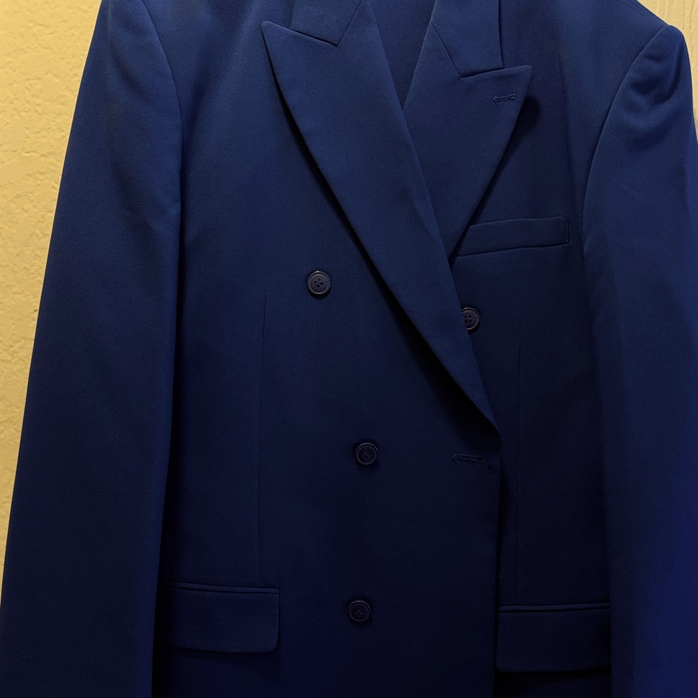 Men's Double-Breasted Blue Blazer
